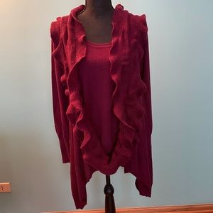 Ladies Pullover Sweater w/Ruffled Scarf